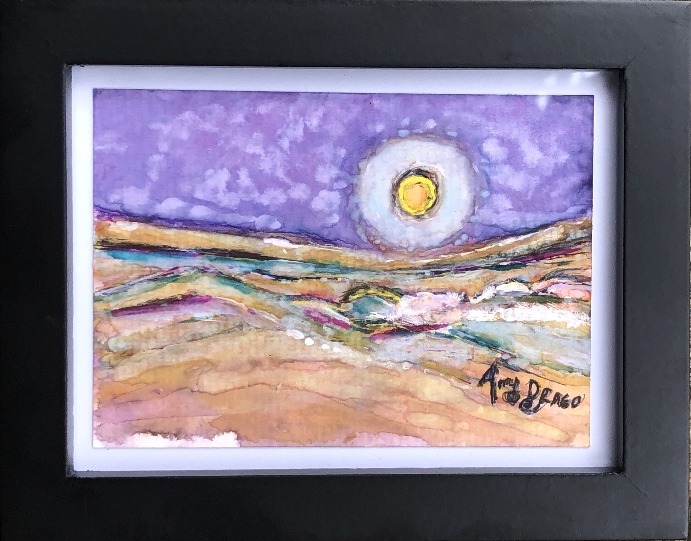 Full Ice Moon Original Framed Painting – For Heart and Mind